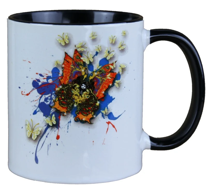 Casa Padrino Luxus Tasse Schmetterlinge Bunt von Harald Glööckler – 9,5 cm x 8,5 cm, 320 ml