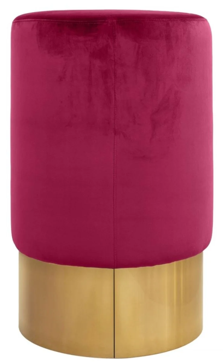 Casa Padrino Luxus Barhocker Himbeerfarben / Gold Ø 46 x H. 76 cm - Barmöbel