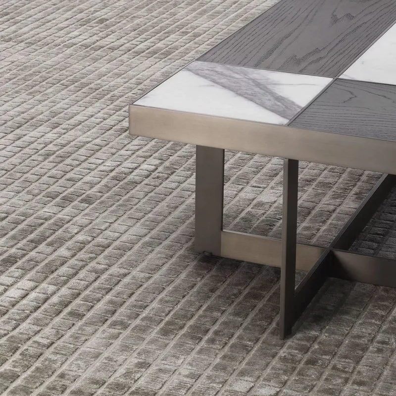 Casa Padrino Luxus Viskose Teppich Grau 300 x 400 cm - Handgewebter Wohnzimmer & Hotel Teppich - Wohnzimmer Deko Accessoires - Luxus Qualität