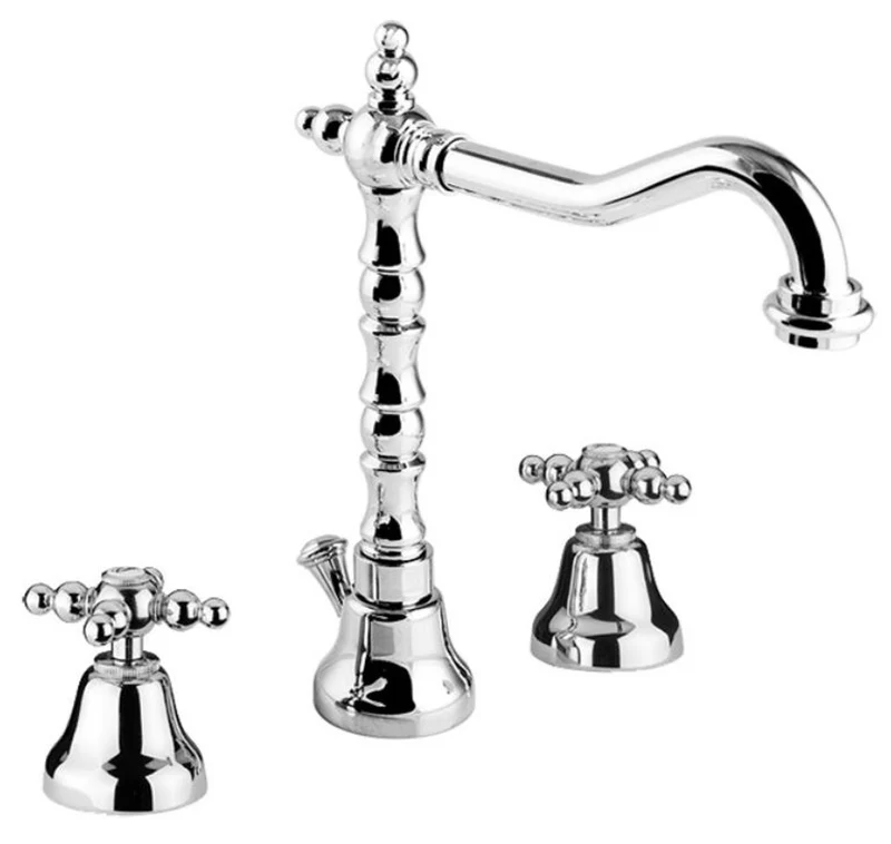 Jugendstil Retro Waschtisch-Dreilochbatterie Silber - Luxus Badezimmer Waschtischarmatur