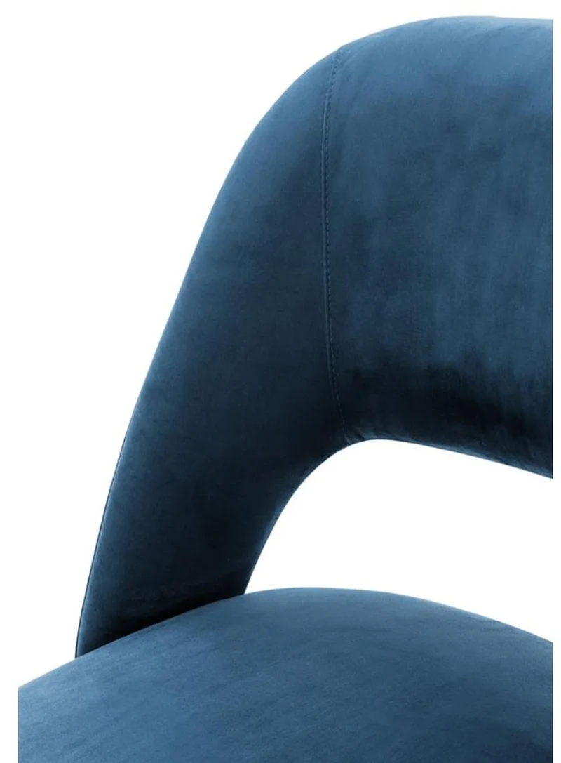 Casa Padrino Luxus Esszimmerstuhl in Blau und Schwarz mit Messing Akzenten 52 x 58 x H. 85 cm