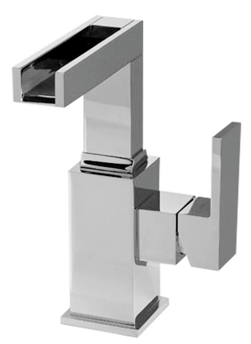 Casa Padrino Luxus Badezimmer Waschtischarmatur Silber H. 18,8 cm - Einhand-Waschtischbatterie mit Wasserfall-Auslauf