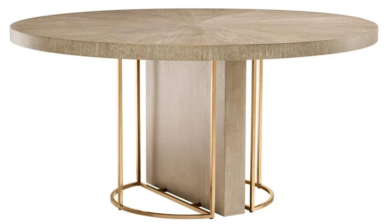 Casa Padrino Luxus Esstisch Braun / Messing Ø 150 x H. 75 cm - Luxus Qualität