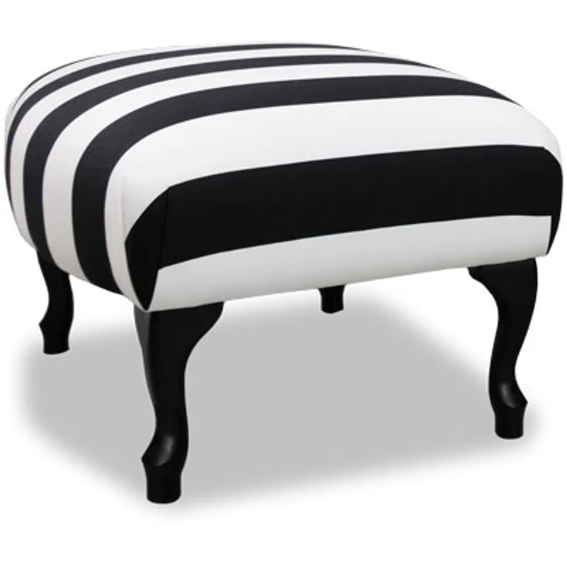 Casa Padrino Luxus Sitzhocker Schwarz / Weiß Streifen / Schwarz - Designer Stil Hocker - Möbel