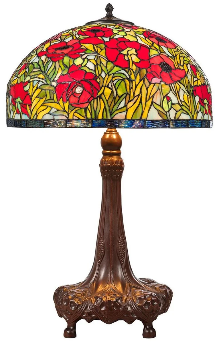 Casa Padrino Tiffany Tischleuchte Hockerleuchte Mehrfarbig Ø 50 x H. 80 cm