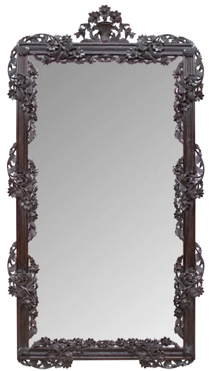 Casa Padrino Barock Spiegel / Wandspiegel Dunkelbraun 122 x H. 224 cm - Barockstil Möbel