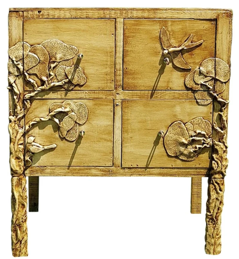 Casa Padrino Luxus Landhausstil Kommode Antik Naturfarben - Handgefertigter Massivholz Schrank mit 4 Schubladen - Landhausstil Möbel