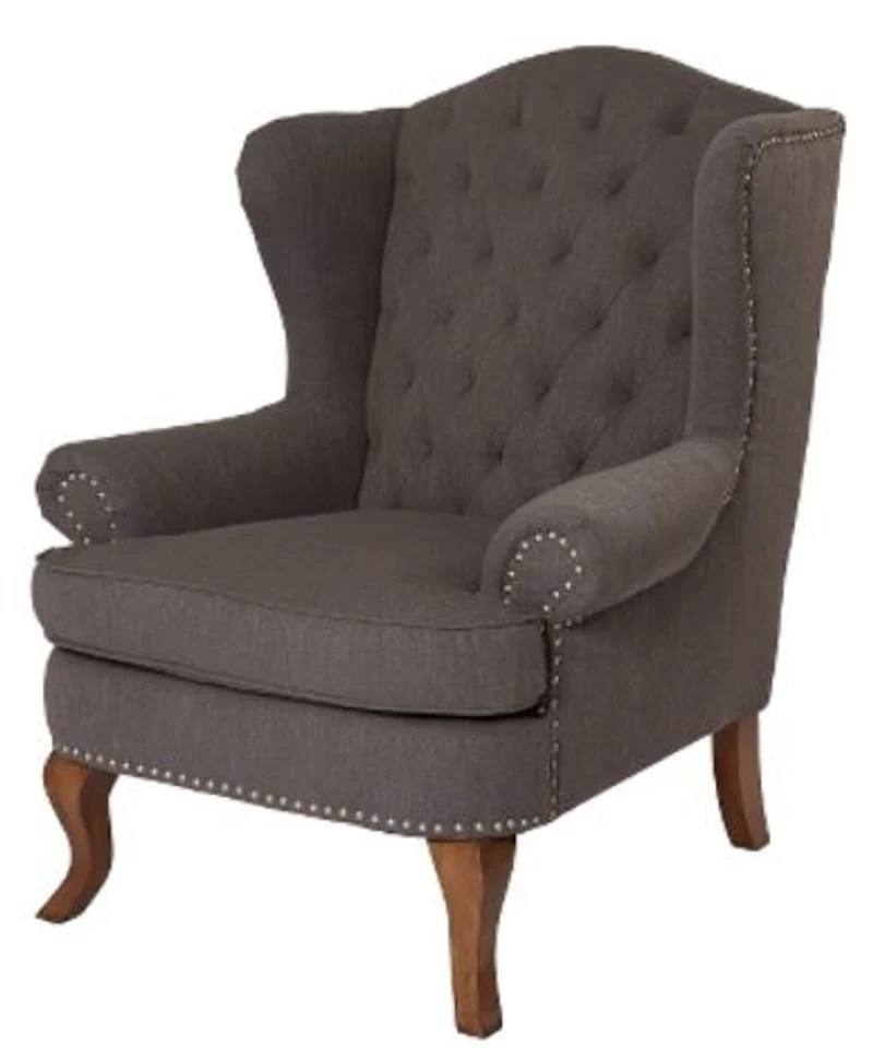 Casa Padrino Luxus Chesterfield Ohrensessel in Dunkelgrau, 87 x 89 x H. 109 cm, Wohnzimmermöbel mit klassischem Design