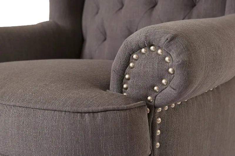 Casa Padrino Luxus Chesterfield Ohrensessel in Dunkelgrau, 87 x 89 x H. 109 cm, Wohnzimmermöbel mit klassischem Design