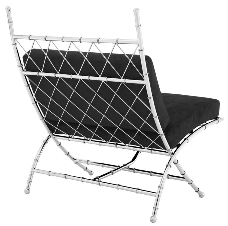 Casa Padrino Luxus Klappstuhl Silber / Schwarz 75 x 81,5 x H. 92 cm - Luxus Möbel
