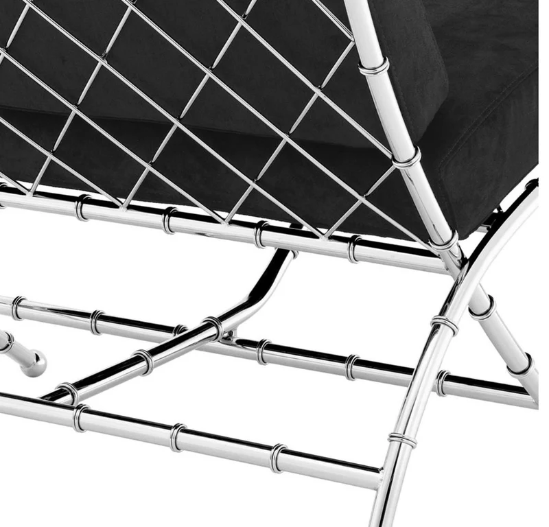 Casa Padrino Luxus Klappstuhl Silber / Schwarz 75 x 81,5 x H. 92 cm - Luxus Möbel