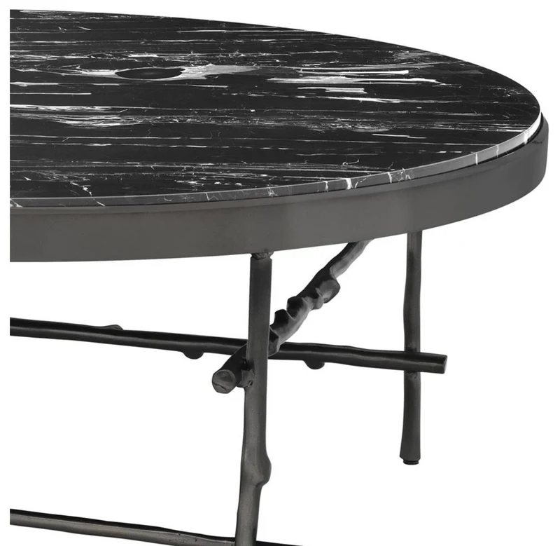 Casa Padrino Luxus Couchtisch Bronze / Schwarz Ø 100 x H. 39 cm - Luxus Möbel