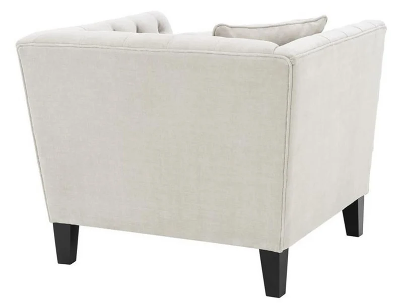 Casa Padrino Luxus Sessel Sandfarben / Schwarz 96 x 92 x H. 78 cm - Chesterfield Möbel