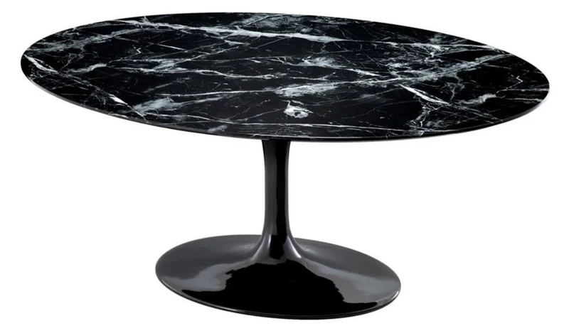 Casa Padrino Luxus Esstisch Oval Schwarz 170 x 110 x H. 75 cm - Hochwertiges Esszimmermöbel