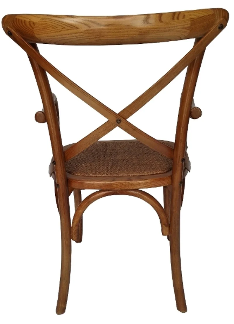 Casa Padrino Landhausstil Esszimmerstuhl mit Armlehnen in Dunkelbraun 48 x 43 x H. 89 cm