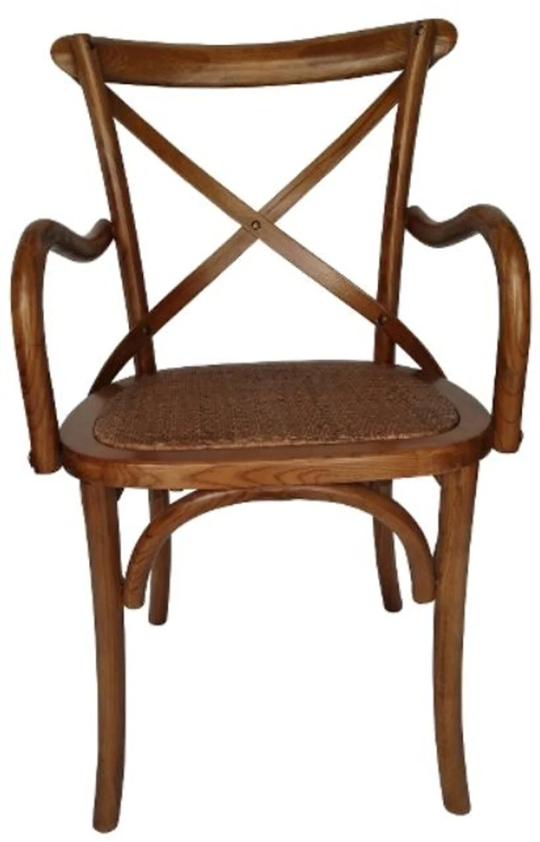 Casa Padrino Landhausstil Esszimmerstuhl mit Armlehnen in Dunkelbraun 48 x 43 x H. 89 cm