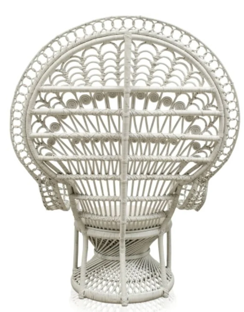 Casa Padrino Luxus Rattan Sessel Weiß 114 x 80 x H. 150 cm - Vintage Möbel
