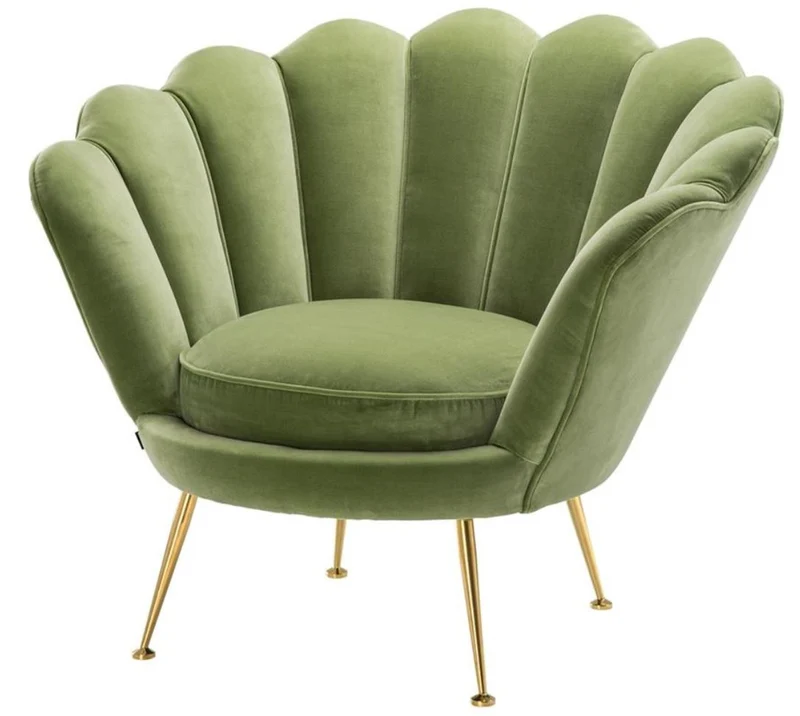 Casa Padrino Luxus Sessel Hellgrün / Messing 96,5 x 79 x H. 78 cm - Designer Hotel Möbel