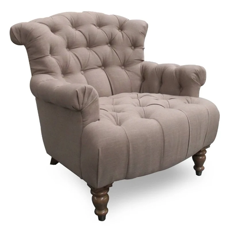 Casa Padrino Chesterfield Lounge Sessel in Taupe, 105 x 90 x H. 96 cm - Luxus Wohnzimmer Sessel mit Knopfheftung