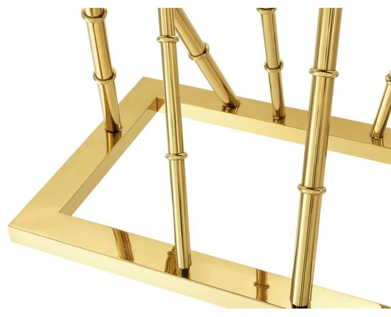 Casa Padrino Luxus Konsole Gold / Schwarz - Edler Konsolentisch aus Edelstahl und Glas - 139,5 x 40 x H. 78 cm