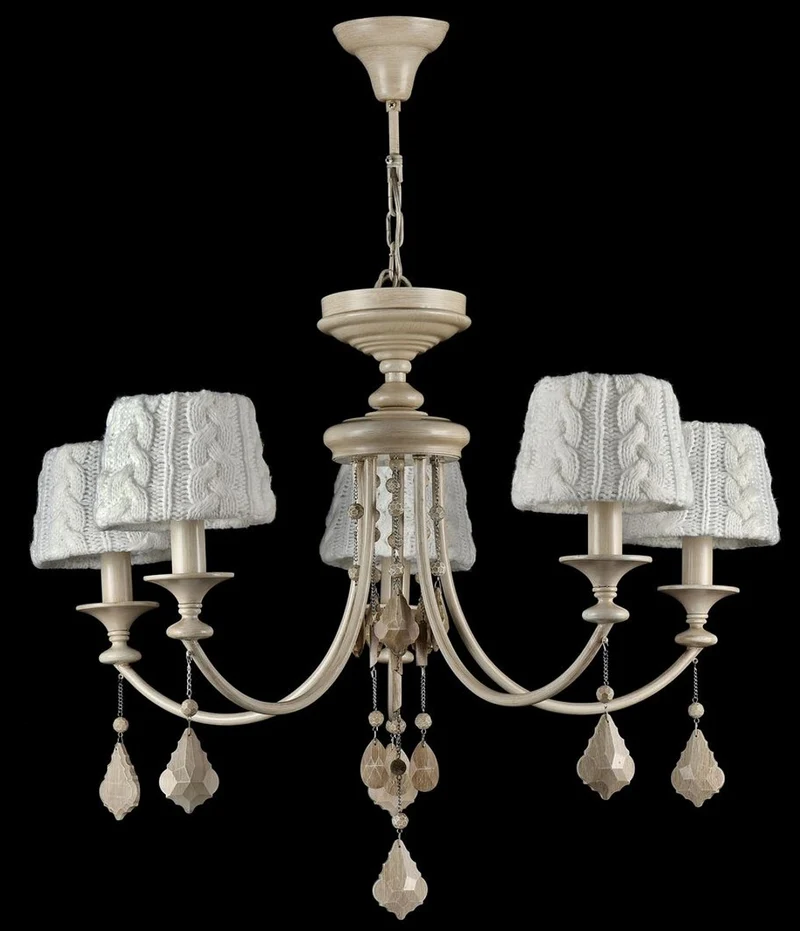 Casa Padrino Barock Kristall Kronleuchter 5-flammig in Beige - Ø 76 x H. 59 cm - Luxus Lüster