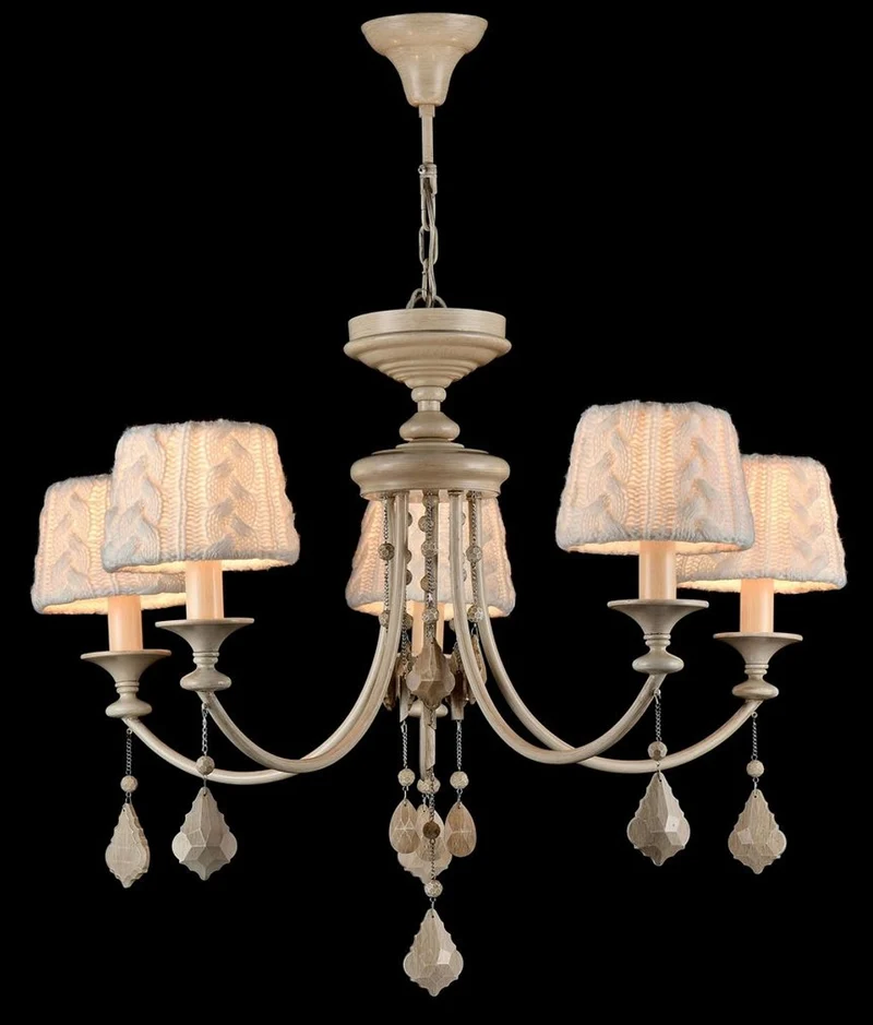Casa Padrino Barock Kristall Kronleuchter 5-flammig in Beige - Ø 76 x H. 59 cm - Luxus Lüster