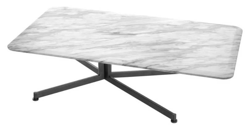 Casa Padrino Luxus Couchtisch Weiß / Schwarz 140 x 80 x H. 39 cm - Wohnzimmermöbel