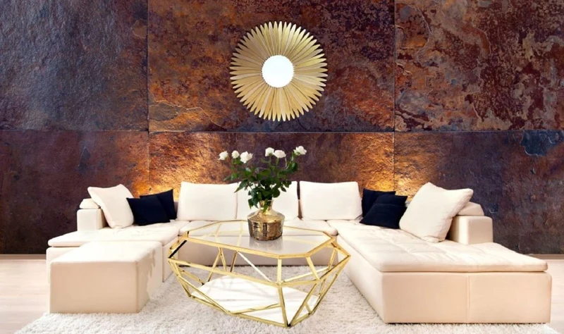 Casa Padrino Luxus Couchtisch Gold / Weiß 100 x 70 x H. 41 cm - Moderner Wohnzimmertisch mit Glas & Marmorplatte - Wohnzimmer Möbel