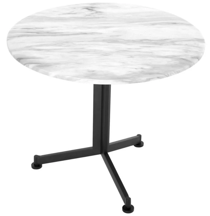 Casa Padrino Luxus Beistelltisch Weiß / Schwarz Ø 65 x H. 54 cm - Wohnzimmermöbel