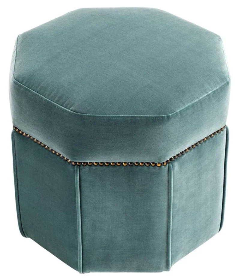 Casa Padrino Luxus Hocker Dunkeltürkis / Antik Messing 46 x 46 x H. 44 cm - Luxus Sitzhocker