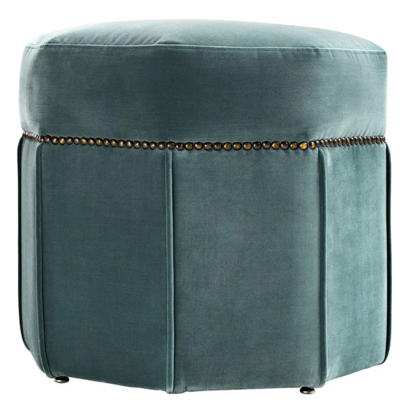 Casa Padrino Luxus Hocker Dunkeltürkis / Antik Messing 46 x 46 x H. 44 cm - Luxus Sitzhocker