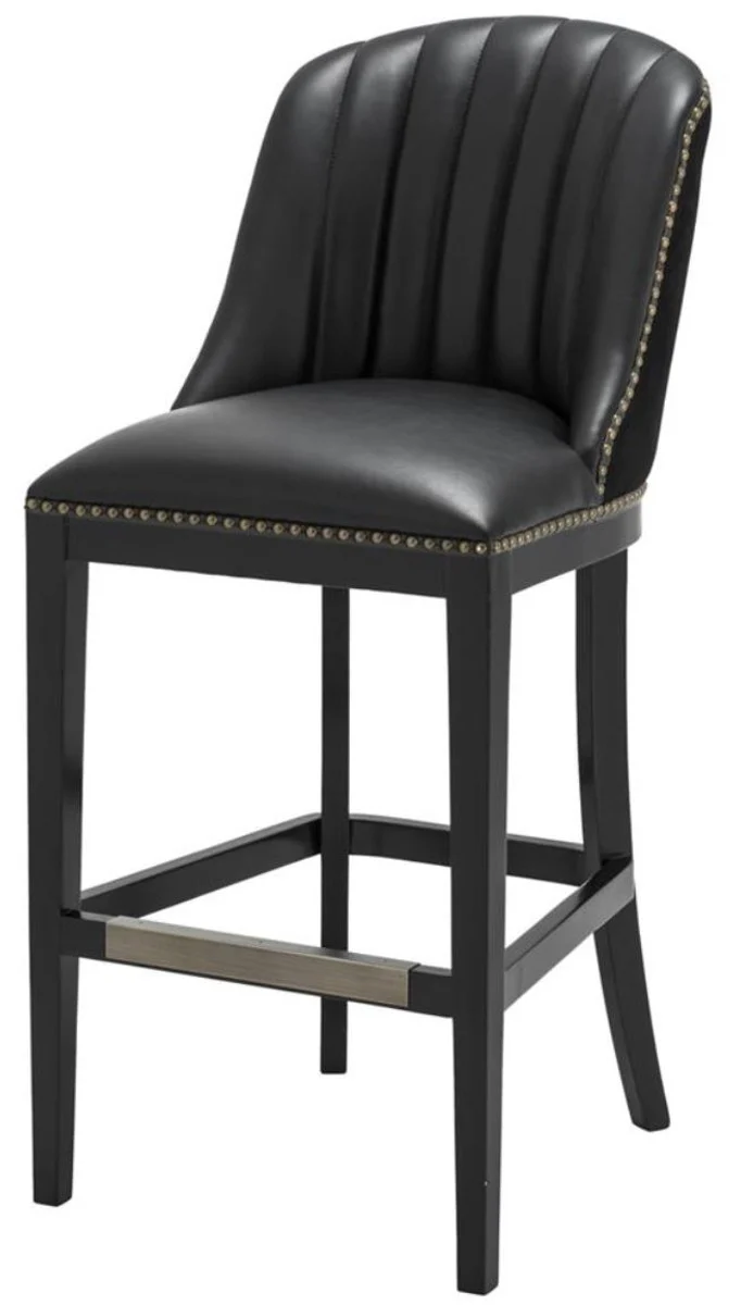 Casa Padrino Barstuhl Schwarz 49,5 x 61 x H. 115 cm - Luxus Barhocker mit Rückenlehne