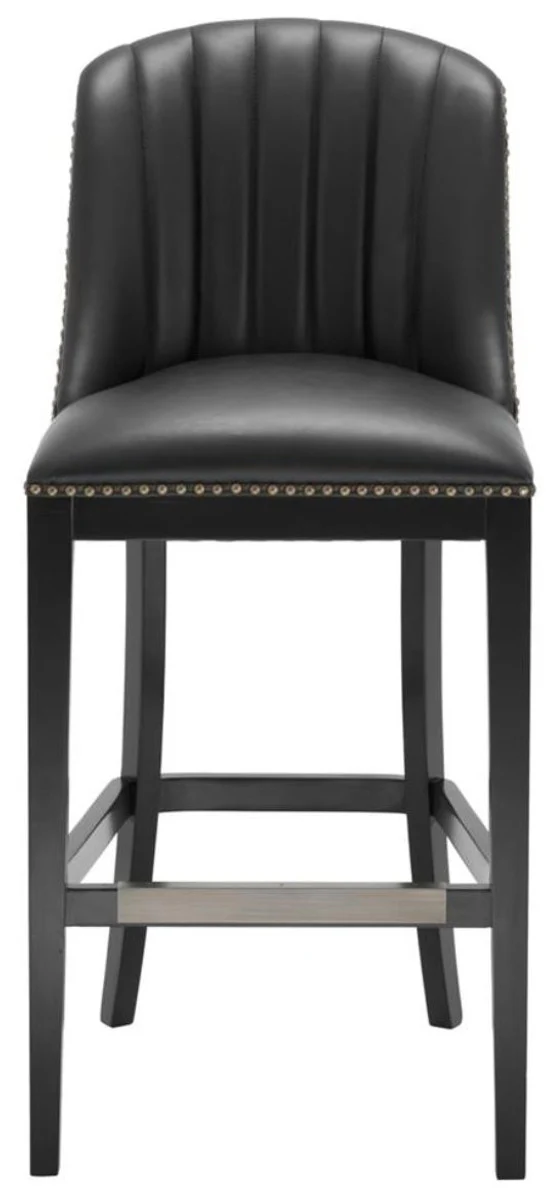 Casa Padrino Barstuhl Schwarz 49,5 x 61 x H. 115 cm - Luxus Barhocker mit Rückenlehne