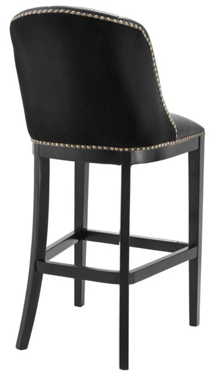 Casa Padrino Barstuhl Schwarz 49,5 x 61 x H. 115 cm - Luxus Barhocker mit Rückenlehne