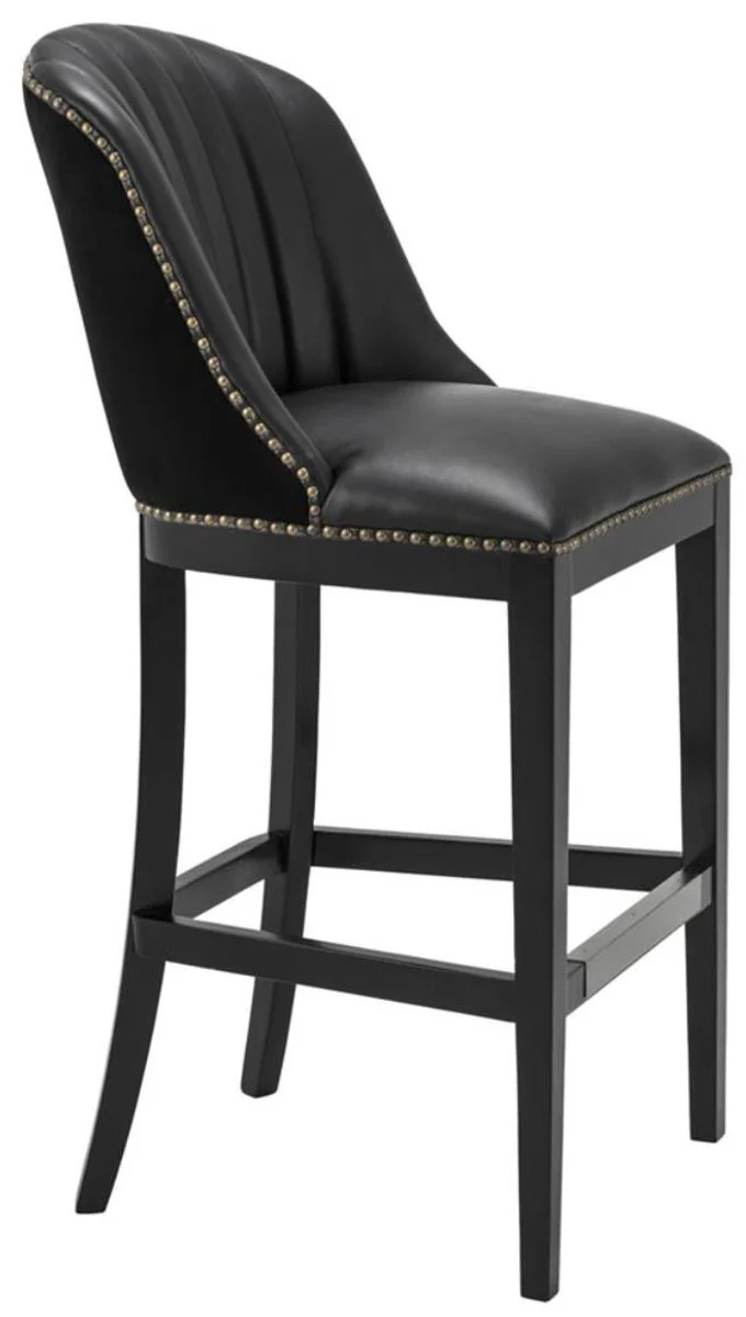 Casa Padrino Barstuhl Schwarz 49,5 x 61 x H. 115 cm - Luxus Barhocker mit Rückenlehne