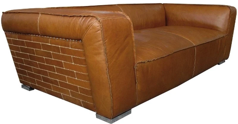 Casa Padrino Luxus Sofa Columbia Braun 228 x 112 x H. 67 cm - Echtleder Möbel im englischen Stil