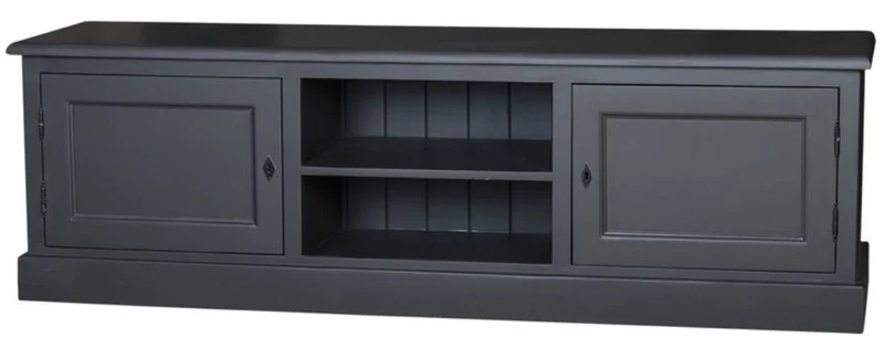 Casa Padrino Landhausstil Sideboard Schwarz 180 x 46 x H. 56 cm - Massives Kiefernholz Fernsehschrank