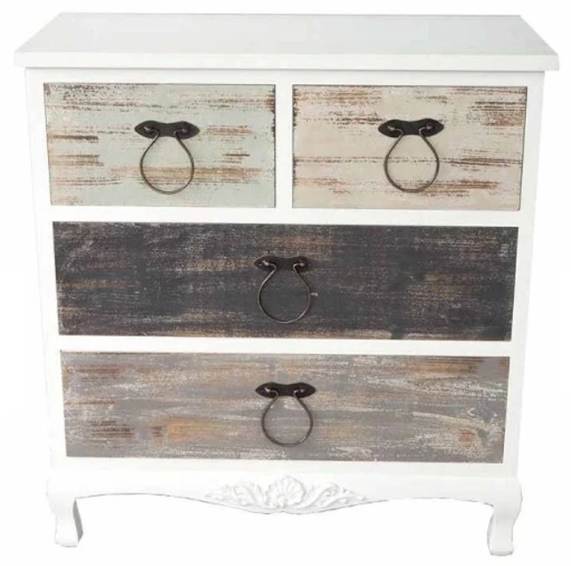 Casa Padrino Landhausstil Kommode Shabby Chic in Antik Weiß und Mehrfarbig 84 x 40 x 80 cm