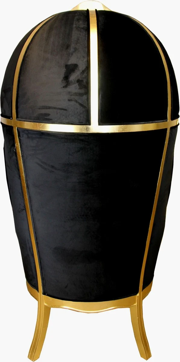 Pompöös by Casa Padrino Luxus Ballon Barock Sessel Bordeaux / Schwarz / Gold mit glitzernder Krone - Pompööser Barock Sessel designed by Harald Glööckler