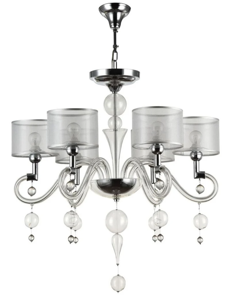 Casa Padrino Barockstil Kronleuchter 6-flammig in Silber Ø 71 x H. 68 cm - Prunkvoller Barock Lüster