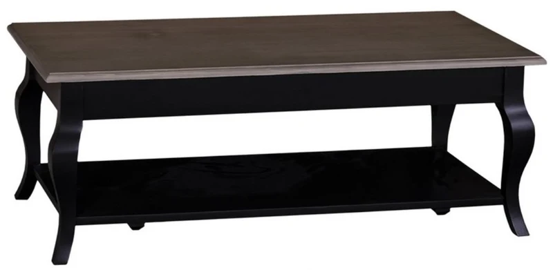 Casa Padrino Landhausstil Couchtisch Schwarz / Dunkelbraun 120 x 60 x H. 45 cm - Massiver Wohnzimmertisch