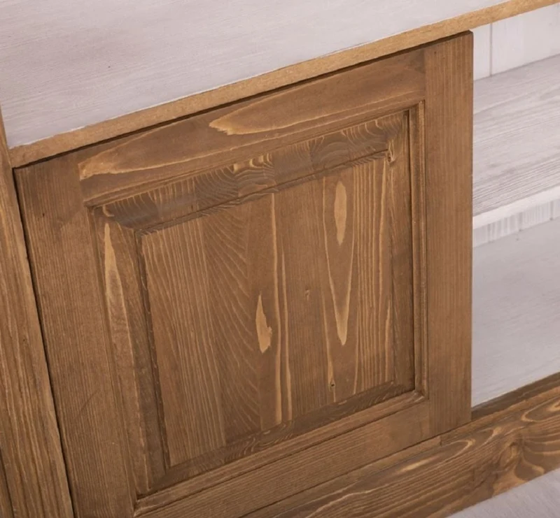 Casa Padrino Landhausstil Bücherschrank Braun / Grau 120 x 39 x H. 197 cm - Massivholz Schrank - Wohnzimmerschrank - Büroschrank - Landhausstil Möbel