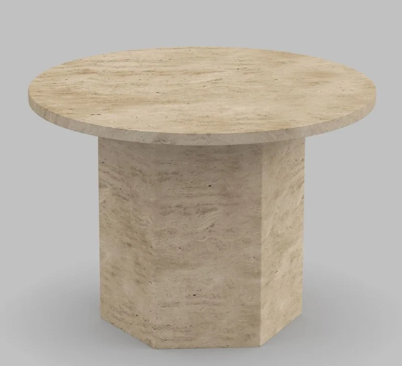 Casa Padrino Luxus Couchtisch Beige Ø 60 x H. 40 cm - Moderner runder Naturstein Wohnzimmertisch - Luxus Wohnzimmer Möbel