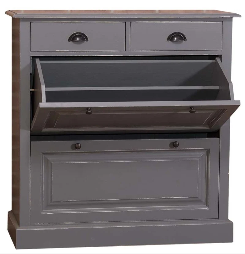 Casa Padrino Landhausstil Schuhschrank im Antik Stil Grau, 103 x 35 x H. 105 cm