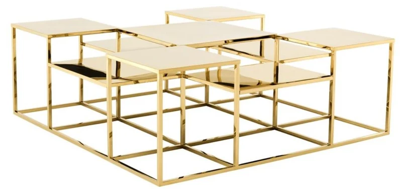 Casa Padrino Luxus Couchtisch / Wohnzimmertisch Gold 120 x 120 x H. 42 cm - Designer Wohnzimmermöbel