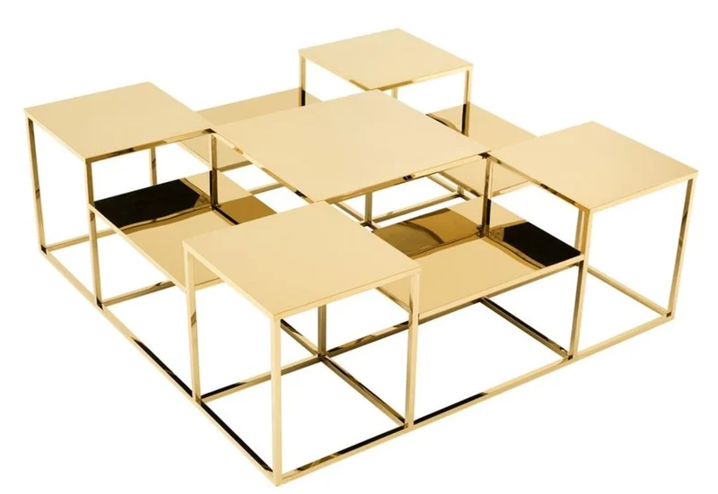Casa Padrino Luxus Couchtisch / Wohnzimmertisch Gold 120 x 120 x H. 42 cm - Designer Wohnzimmermöbel