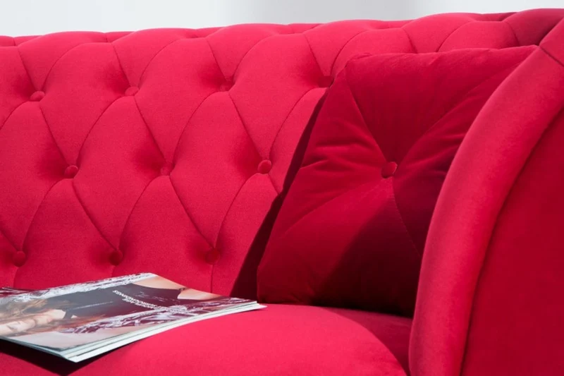 Casa Padrino Chesterfield Sofa in Rot 225 x 90 x H. 79 cm - Designer Chesterfield Sofa
