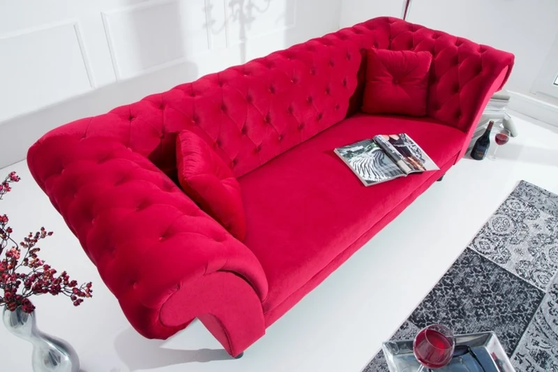 Casa Padrino Chesterfield Sofa in Rot 225 x 90 x H. 79 cm - Designer Chesterfield Sofa