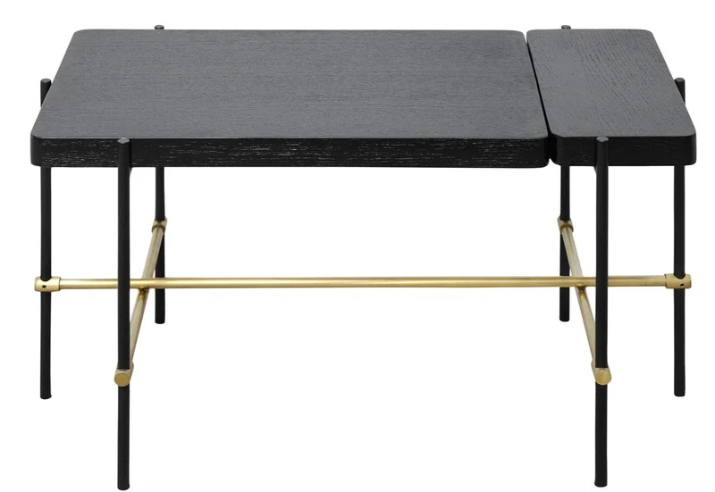 Casa Padrino Luxus Hotel Couchtisch Schwarz / Gold 80 x 40 x H. 45 cm - Hotel Möbel