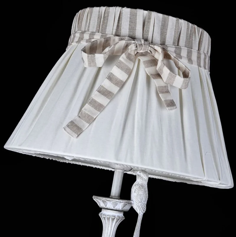 Casa Padrino Jugendstil Stehleuchte in Antik Weiß, Ø 40 x H. 164 cm - Elegante Metall Stehlampe mit Leinen-Lampenschirm